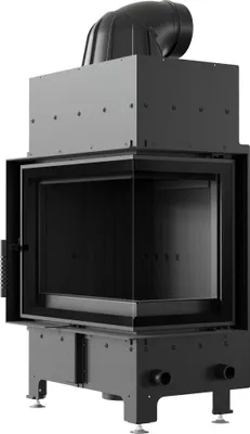 Zdjęcie produktu dla Kominek powietrzny stal FLOKI prawy 8 kW fi 160 czarne wyłożenie domykanie