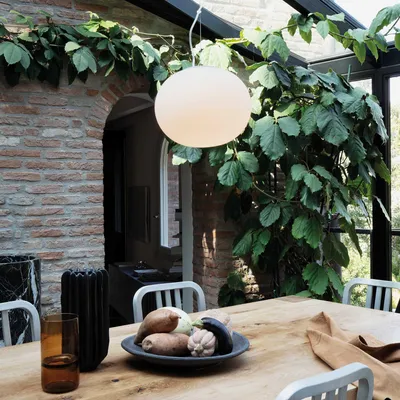 Image de Lustre contemporain à suspension en coton métal blanc 1 lumière E27 42W Ip20