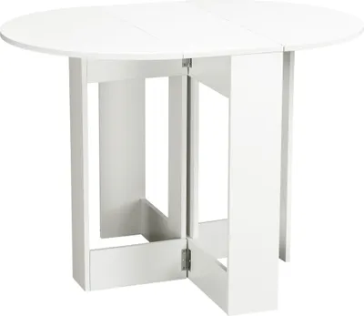 Image de HOMCOM Table pliable de cuisine salle à manger 2 abattants - table ovale extensible - en bois blanc