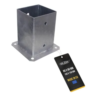 Produktbild von NAJDER Aufschraubhülse Pfostenträger Feuerverzinkung Bodenplatte Anker Pfosten (80x80 mm)