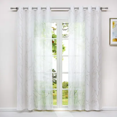 Immagine prodotto di Tenda con occhielli, voile trasparente, 140x175 cm, con motivo floreale, ideale per soggiorni