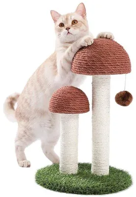 Productafbeelding van Famanu Kraboom met kussen - 48 cm - Kraboom van sisal met speeltje - Geschikt voor kleine kattenrassen