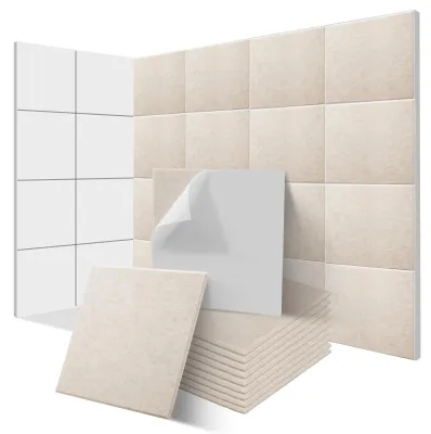 Produktbild von Schallschutz Wandpaneele - 24er Set Akustikplatten - Hochdichte Polyesterfaser - Selbstklebend - Schalldämmung für Studio & Raum