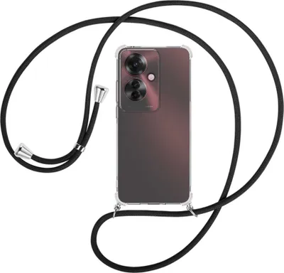 Produktbild von Handykette Backcover-Schutzhülle mit Band (Metall silberfarben) für Oppo Reno11 F 5G - schwarz