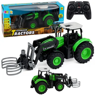 Produktbild von RC-Traktor mit Ballengreifer, ferngesteuerter Beleuchtung, grün