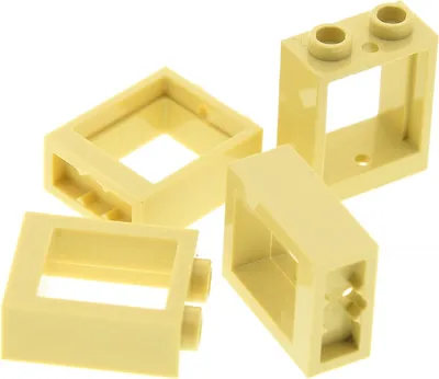 Image de 4x Lego fenêtre cadre 1x2x2 beige sans vitre maison 6382045 79128 60592