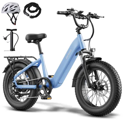 Produktbild von Urban E-Bike Alu-Fatbike 20 Zoll, 15Ah Akku, Hydr. Bremsen, Licht & Gepäckträger – StVZO-konform, leuchtendes Blau