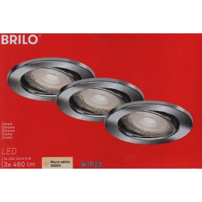 Zdjęcie produktu dla Oprawy wpuszczane LED obrotowe IP23 Zestaw 3 GU10 5 W chrom metal Briloner