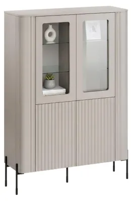 Produktbild von Dmora Vitrine Cimino 110x39,6x160h cm Beige, 8 Regale 2 Türen