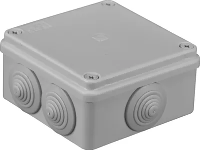 Produktbild von Hermetische Aufputzdose, grau, 6 Verschraubungen, IP44, 100x100x50, Pawbol S-BOX 106