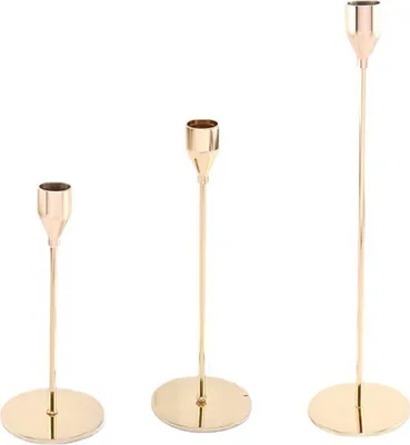 Produktbild von Kerzenhalter-Set (3 Stück) für Stabkerzen, dekorativer Kerzenständer aus Metall für Hochzeiten, Abendessen und Partys