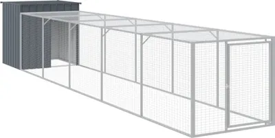 Produktbild von vidaXL Hühnerkäfig mit Auslauf Anthrazit 110x609x110 cm Stahl Verzinkt