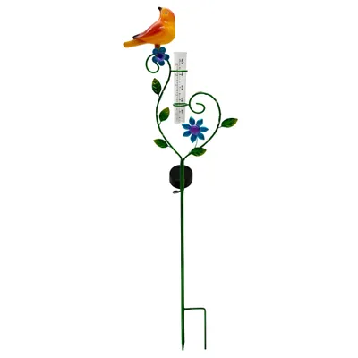 Produktbild von abc HOME | Gartenstecker Vogel mit Regenmesser | LEDs | Solarpanel | Lichtsensor | 80 cm H