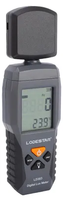 Obrázek produktu pro Expozimetr, digitální měřič osvětlení 0–200 000 lx s otočným senzorem o 180° a podsvíceným LCD displejem, ruční měřič okolní teploty pro