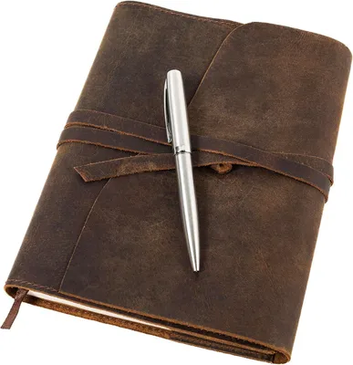 Produktbild von Notizbuch A5, Leder, mit Stift, für Reisen, handgemacht