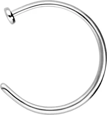 Produktbild von Nasenpiercing, Nasenstecker Titan Nasenring offen PLATTE WeißGold Innendurchmesser: 10mm + Stabstärke: 0,8mm