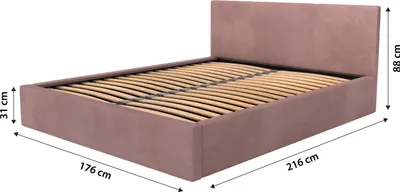 Produktbild von Muralo POLSTERBETT für Schlafzimmer Polsterbett mit Bettkasten Bett mit Polsterkopfteil Doppelbett 160x200 Bett mit Stauraum Rosa