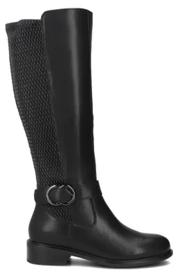 Produktbild von Damen Stiefel DKZ743725BK Schwarz aus Naturleder und Stretchmaterial, 3 cm Absatz, 37 cm Schafthöhe
