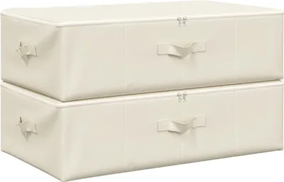 Produktbild von vidaXL Aufbewahrungsboxen 2 Stk. Stoff 70x40x18 cm Creme