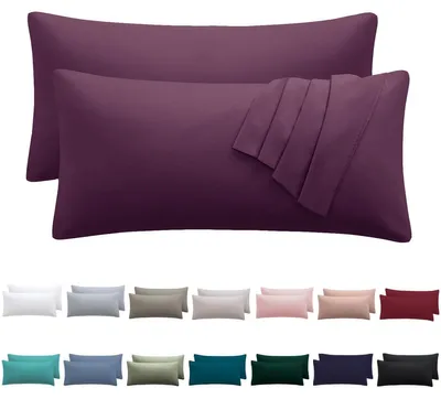 Produktbild von Kissenbezug 40 x 80 cm, 2er-Set – Kissenbezug 40 x 80 cm, lila, 100 % Mikrofaser, mit Reißverschluss, weich und knitterfrei