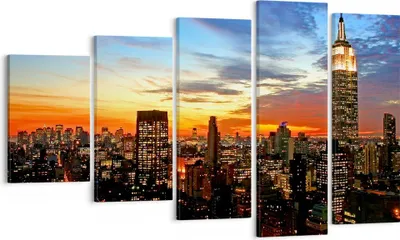 Produktbild von Bild auf Leinwand - Leinwandbild - Amerika gebäude sonnenuntergang wolkenkratzer - 100x60cm - Wand Bild - Wanddeko - Leinwanddruck - Bilder - Kunstdruck - Leinwand bilder - Wandkunst - EG100x60-2125