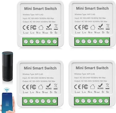 Produktbild von Smarte Lichtschalter – 4 Stück – Mini-DIY-Modul – Sprachsteuerung für Smart Home