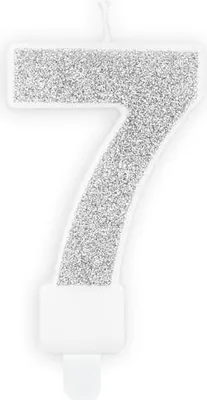 Immagine prodotto di Candela numero "7" Broccato argento