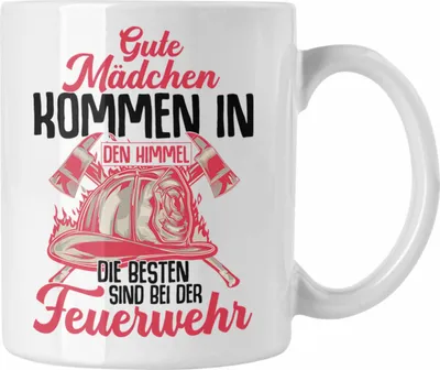 Produktbild von Trendation - Feuerwehr Frau Tasse Geschenk Frauen Feuerwehrfrauen Spruch Geschenkidee (Weiß)