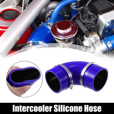 Image de 70mm 2.75" ID 90 Degré Silicone Réducteur Tuyau Coupleur Tube Ensemble Bleu
