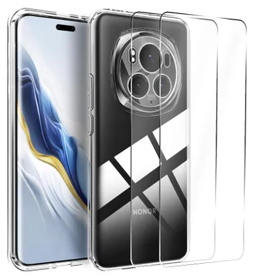 Immagine prodotto di set di cover protettive 2in1 per l'Honor 8A composto da 2x protezione dello schermo in vetro 9H e 1x custodia in silicone - cover trasparente