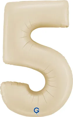 Zdjęcie produktu dla Balon Foliowy Cyfra 5, Satynowa Kremowa, 66 cm Grabo