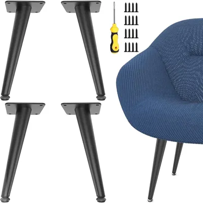 Image de Pieds de meubles inclinés en métal, de couleur noire, de 30,5 cm de hauteur - Lot de 4