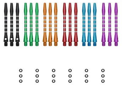 Produktbild von kwmobile Dart Shafts Set mit Gummi Ring - aus Aluminium - 2ba Gewinde - 48mm lang - Dartpfeil-Schäfte Dartschäfte - versch. Farben und Anzahl