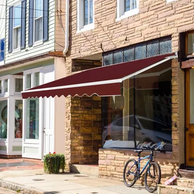 Zdjęcie produktu dla COSTWAY markiza 360x300cm markiza przeciwsłoneczna z korbką markiza balkonowa markiza przeciwsłoneczna, na balkon i werandę wino czerwone