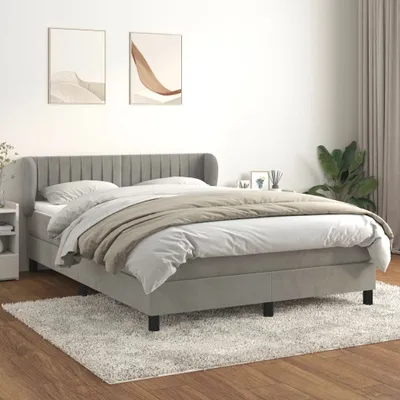Immagine prodotto di vidaXL Letto a molle con materasso grigio chiaro 140x190 cm in velluto