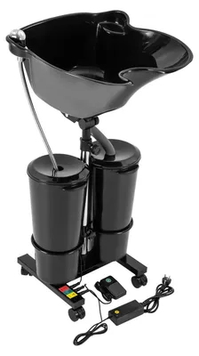 Produktbild von Mobiles Haarwaschbecken - Friseur Shampoo-Becken - Höhenverstellbar 1,05–1,4 m - Neigbar - Becken 48,5×37,5×30 cm - 10 L - EU-Stecker 100–240 V