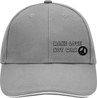 Produktbild von Huuraa Cappy Mütze Make Love not War Dark Grey/White Baumwolle 6-Panel Kappe Geschenkidee