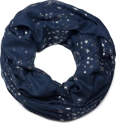 Produktbild von styleBREAKER Damen Loop Schal mit Metallic Sterne Print | Glitzer Schlauchschal ca. 89 x 75 cm | Leichter Rundschal für Frühjahr & Herbst
