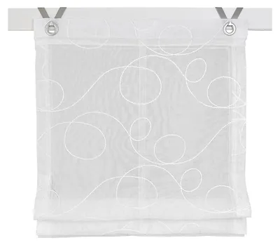 Produktbild von Deco4Me Raffrollo Stickerei mit Ösen ohne Bohren – Weiß, 100 x 130 cm