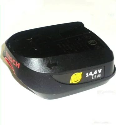A black Bosch battery pack on a white background.