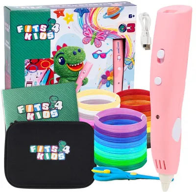 Obrázek produktu pro Sada pro začátečníky pro 3D tiskárnu Fits4Kids, bezdrátová, pro děti, s vláknem PCL (růžová)