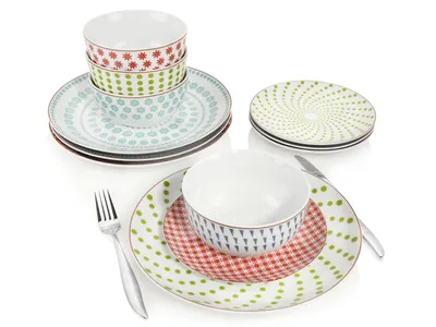 Produktbild von Bluespoon Tafelservice Vintage Porzellan 12 teilig, Kombiservice für 6 Personen, verschiedene Muster