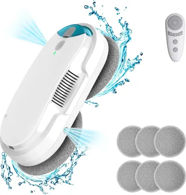 Obrázek produktu pro Robot na mytí oken – W1 – automatické rozprašování vody – dálkové ovládání – funkce vysávání – 110–240 V – zástrčka EU – bílá