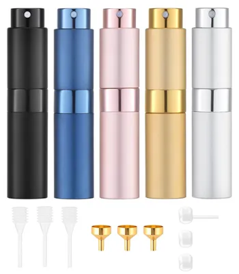 Productafbeelding van Parfum Verstuiver Navulbaar - 5 Stuks - Reisflesjes 8 ML - Mini Parfum Flesje - Parfum Reisflesje - 5 Kleuren