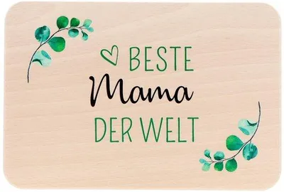 Immagine prodotto di Regalo per la mamma | Vassoio da colazione in legno con stampa UV di alta qualità | Vassoio da colazione colorato "Mamma adorata"
