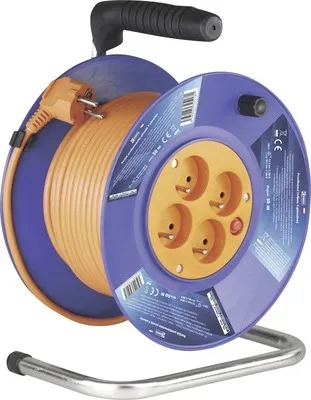 Immagine prodotto di EMOS Cavo di prolunga rosso in bobina 50m, 4 prese, PVC, 230V, 1,5mm2 P19450