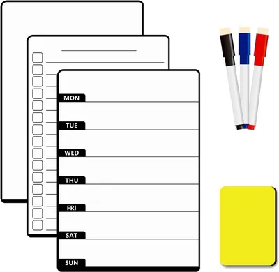 Produktbild von Magnettafeln für Kühlschrank 3 Stück, Magnetplaner, für Küche