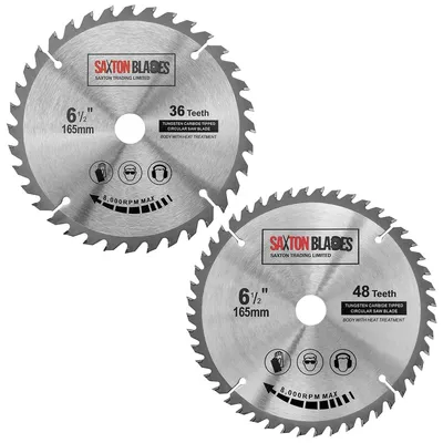Image de Lames de scie circulaire pour bois - 165 mm avec dents en carbure de tungstène (TCT)