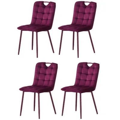 Immagine prodotto di Sedia da pranzo MILINDA di Casa Dolce, set da 4, L47 x P58,5 x A86 cm, rivestimento in velluto, rosso