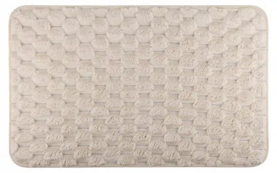 Image de Tapis de bain antidérapant en polyester avec dessous PVC, crème, 50 x 80 cm